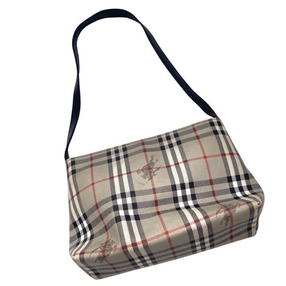 VINTAGE - BURBERRY Lorne Haymarket black Check shoulder bag - Made in England - Picture 3 of 16